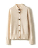 Wool Half High Neck Cardigan