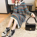 Oversized Striped Knitted Hooded Dress