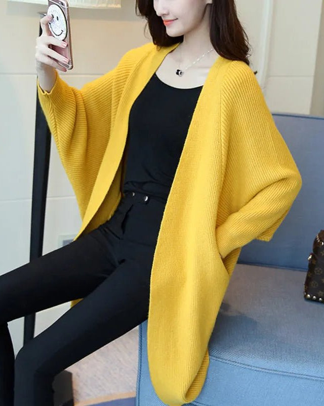 Bat Sleeve Knited Long Cardigan