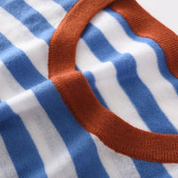 Round-Neck Wool Striped Pullover Sweater