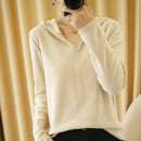 Solid Cotton Knitted Hoodie