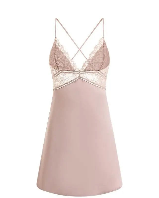 Sexy Lace Satin Nightdress