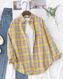 Plaid Lapel Single-Breasted Loose Shirt