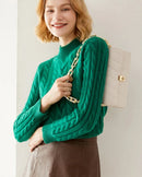 Cable Knit O-neck Wool Sweater