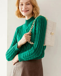 Cable Knit O-neck Wool Sweater
