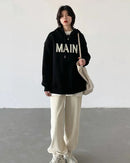 Loose Fleece Lined Hooded Pullover