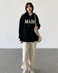 Loose Fleece Lined Hooded Pullover