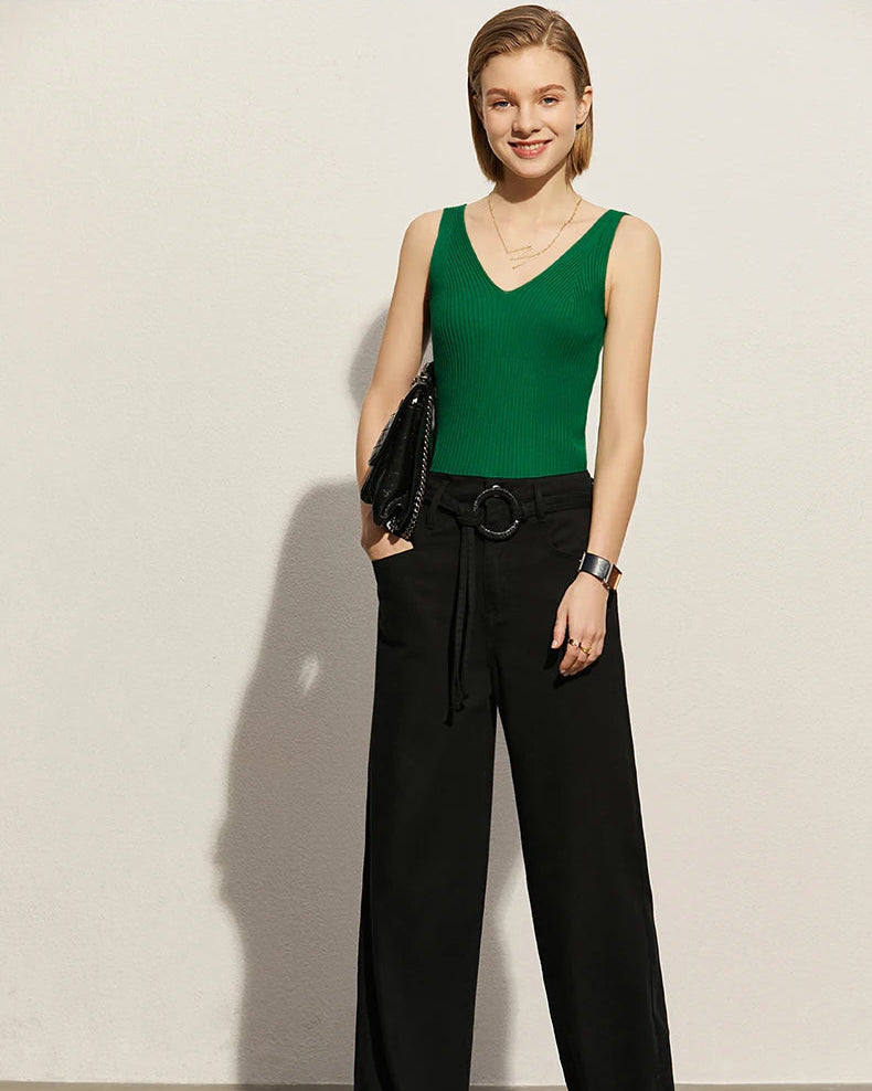 Solid V-neck Sexy Slim Vest