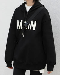 Loose Fleece Lined Hooded Pullover