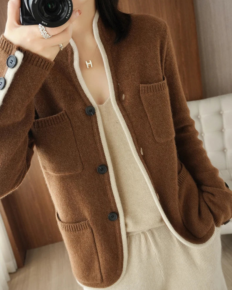 Cashmere Stand Collar Cardigan