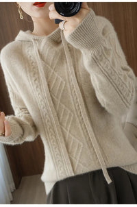 Drawstring Wool Blended Hoodie
