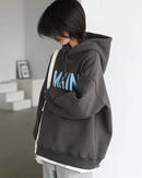 Loose Fleece Lined Hooded Pullover