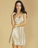 Deep-V Spaghetti-Strap Mini Nightgown