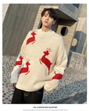 Oversized Reindeer Jacquard Couples Christmas Sweater