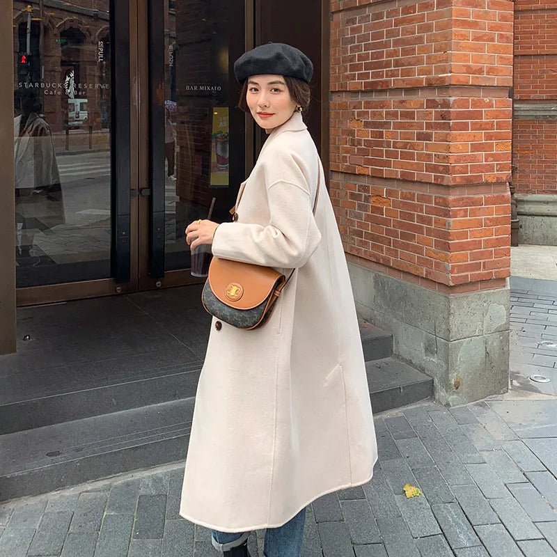 Double-Breasted 100% Wool Long Coat