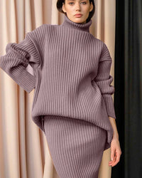 Turtle Neck Sweater and Midi Skirt Suits