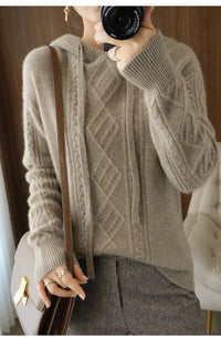 Drawstring Wool Blended Hoodie