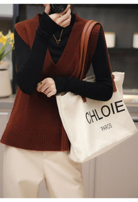 V-Neck Wool Knitted Sweater Vest