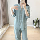 Long Sleeve Shirt & Trouser Cotton Pajamas Suit