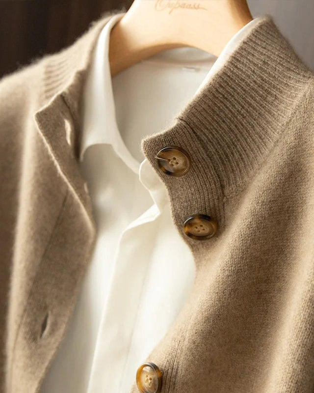 Wool Half High Neck Cardigan
