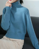 Wool Turtleneck Slim Knit Sweater