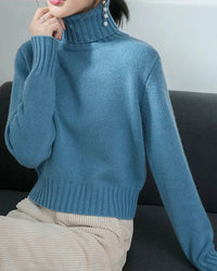 Wool Turtleneck Slim Knit Sweater