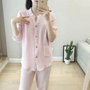 Long Sleeve Shirt & Trouser Cotton Pajamas Suit