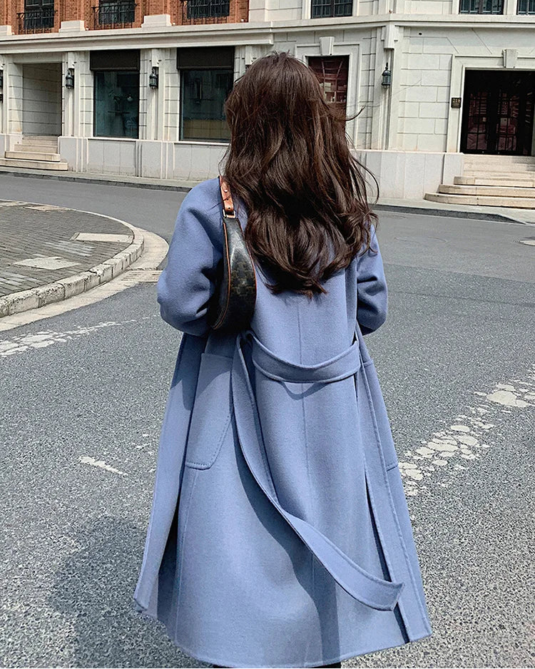 Wool Belted Long Warp Coat
