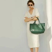 V-Neck Short-Sleeved Wool Knitted Dress