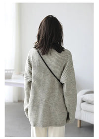 Loose Fit Ribbed High Neck Sweater