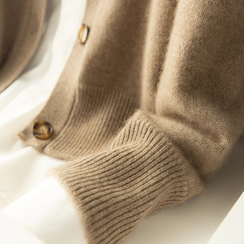 Wool Half High Neck Cardigan