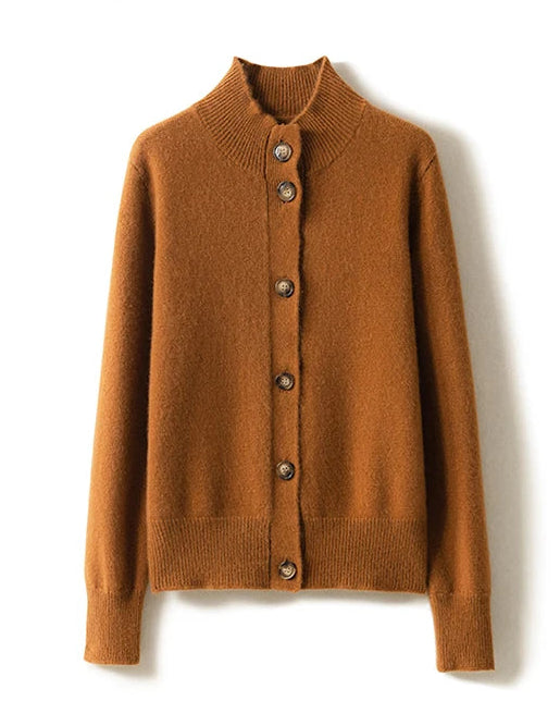 Wool Half High Neck Cardigan
