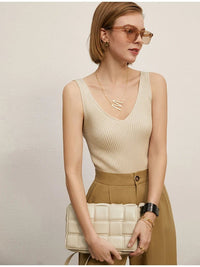 Solid V-neck Sexy Slim Vest