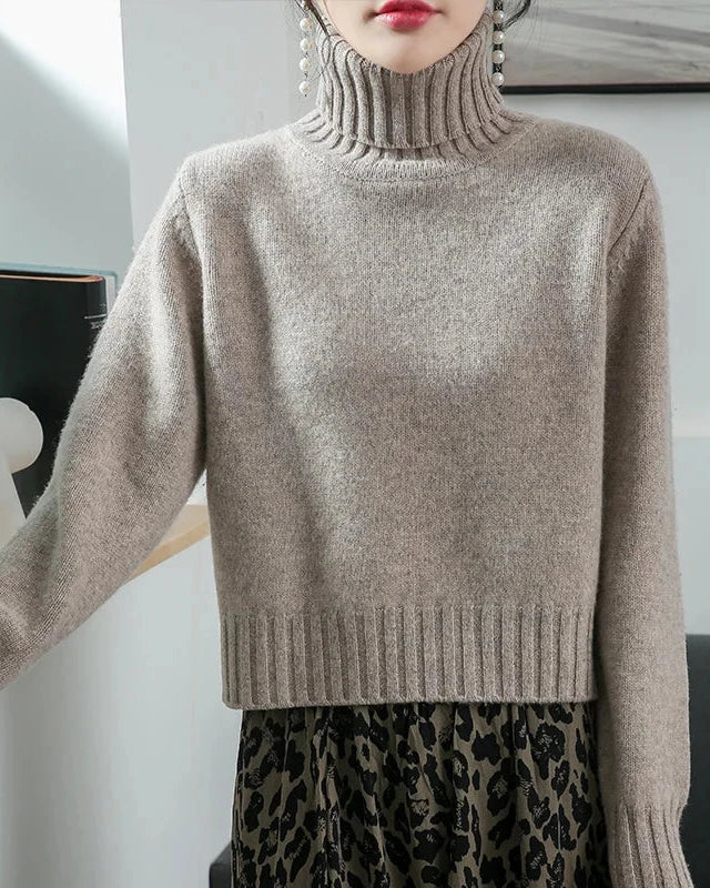Wool Turtleneck Slim Knit Sweater