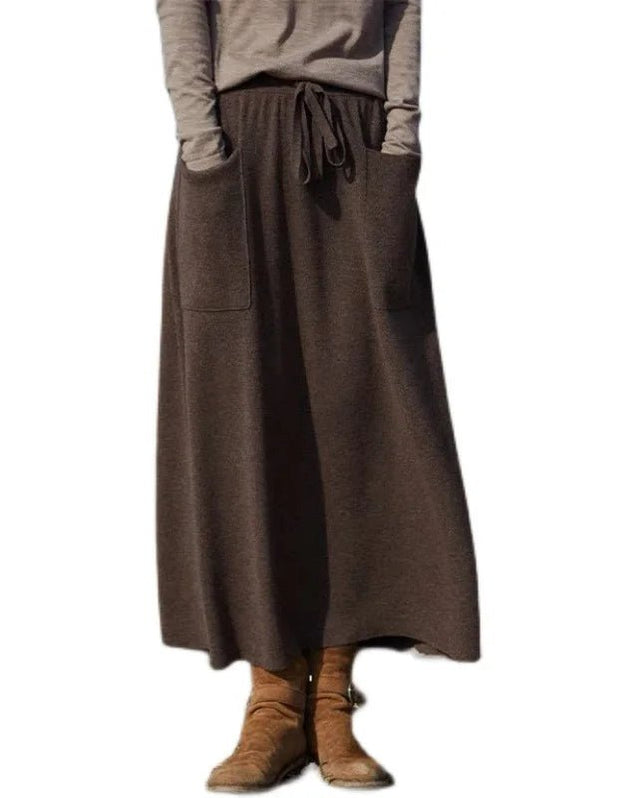 Wool Blend Knitted Long Skirt