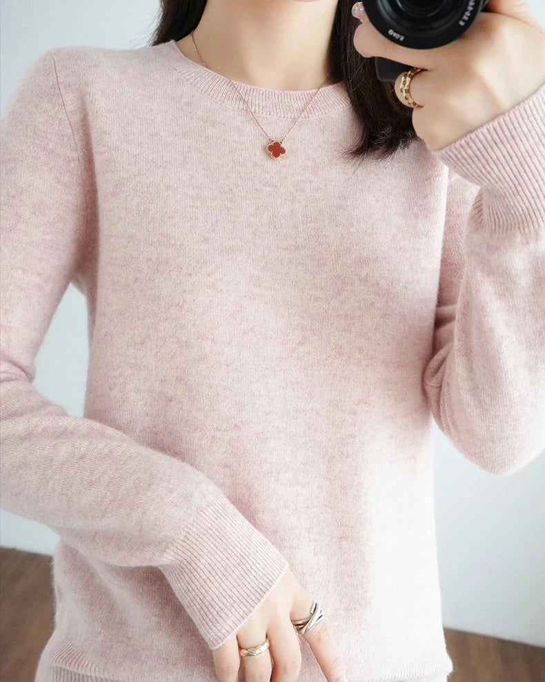 Merino Wool Round Neck Pullover Sweater