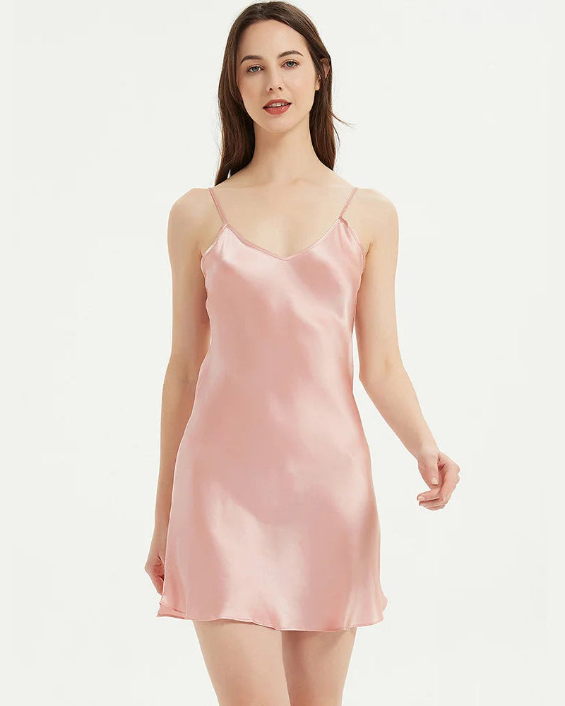 Mulberry Silk V-Neck Slip Nightgown