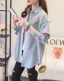 Plaid Lapel Single-Breasted Loose Shirt