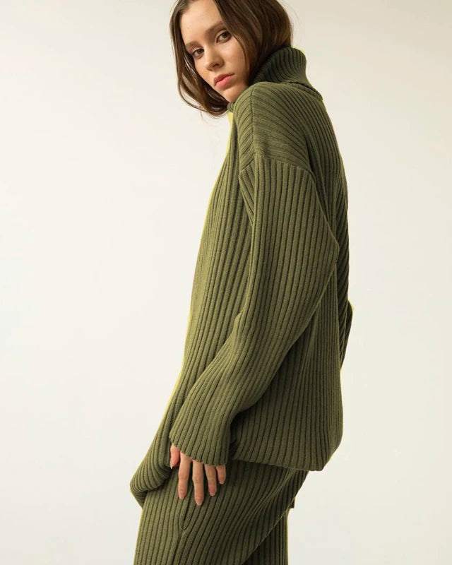 Turtle Neck Sweater and Midi Skirt Suits