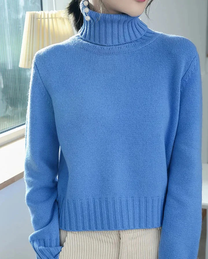Wool Turtleneck Slim Knit Sweater