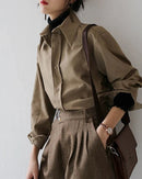 Loose Long-Sleeve Button Shirt