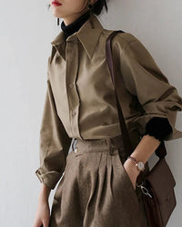 Loose Long-Sleeve Button Shirt
