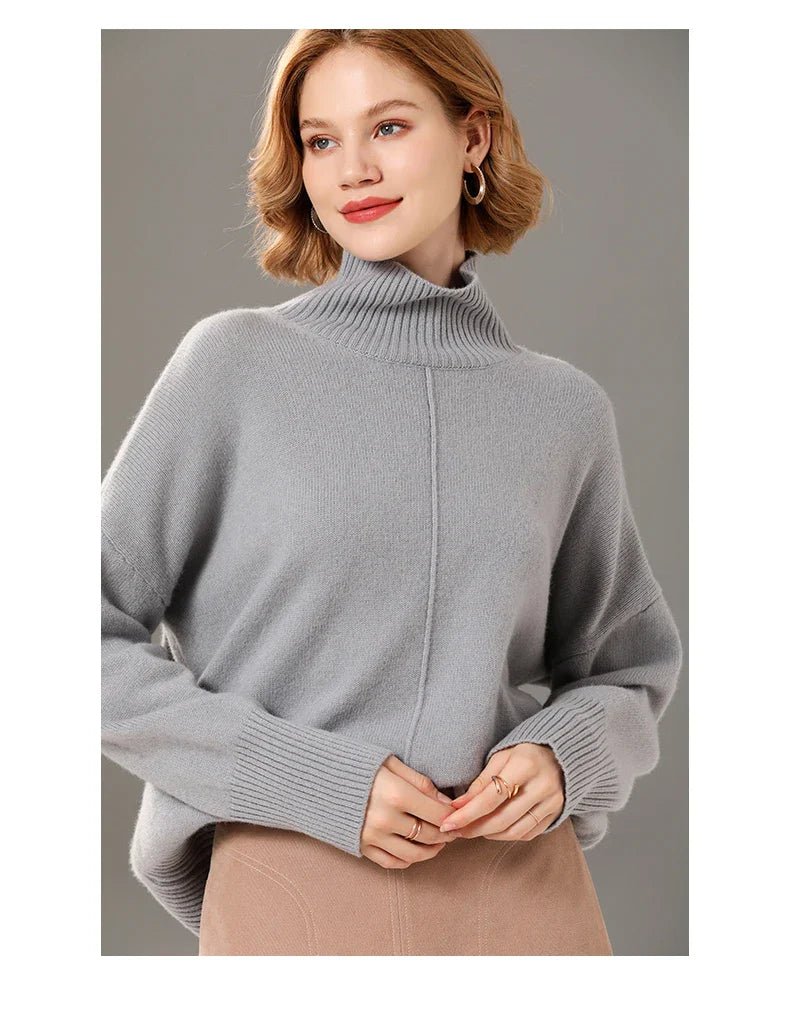 Turtleneck Solid Color Cashmere Sweater