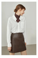 High Waist A-line Leather Skirt