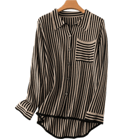 Striped Turn-down Collar Wool Knitted Shirt