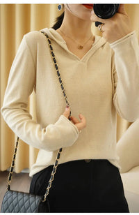Solid Cotton Knitted Hoodie