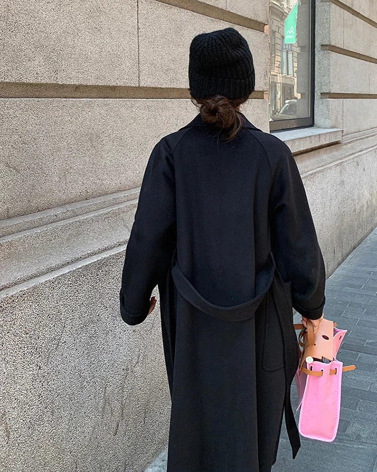 Wool Belted Long Warp Coat