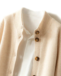 Wool Half High Neck Cardigan