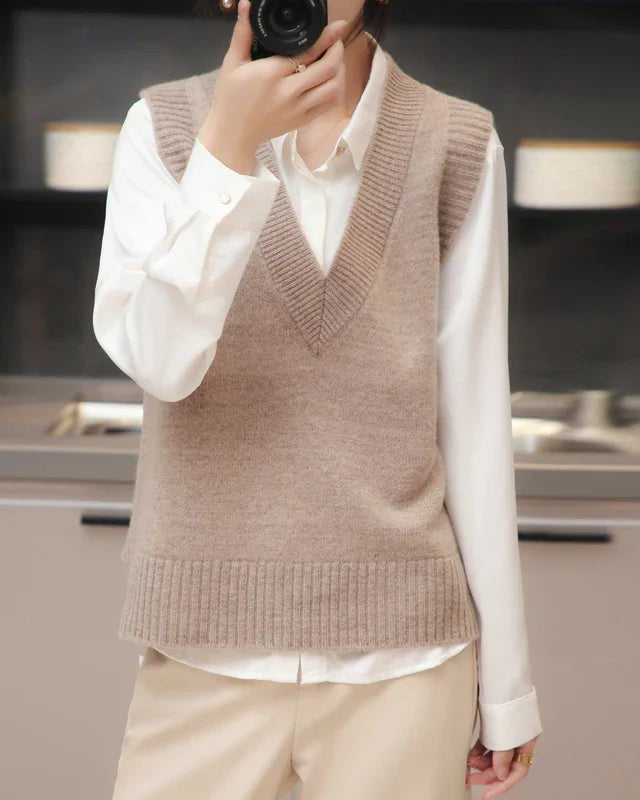 V-Neck Wool Knitted Sweater Vest