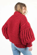 Bohemian Style Knitted Lantern Sleeve Sweater Cardigan